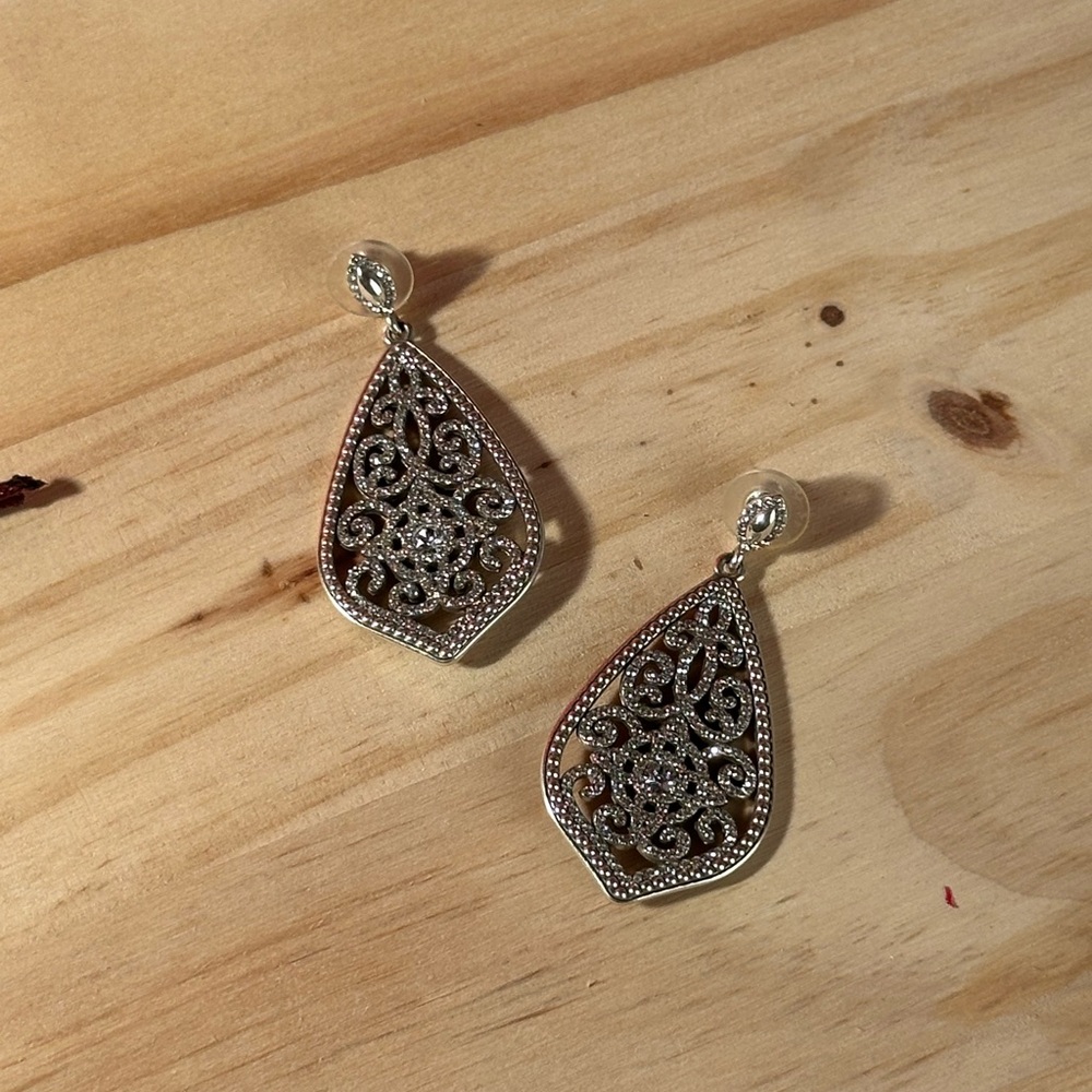 Brighton Elegant Silver Filigree Teardrop Earrings
